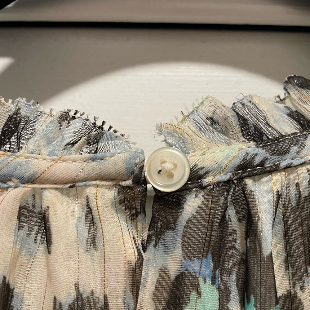 NWT Loft Shimmer Animal Print Ruffle Shell, Large - Picture 5 of 8